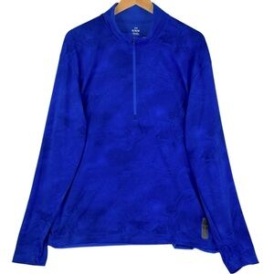 Under Armour Blue Swirl Pattern Long Sleeve 1/2 Zip Lightweight Running shirt XL